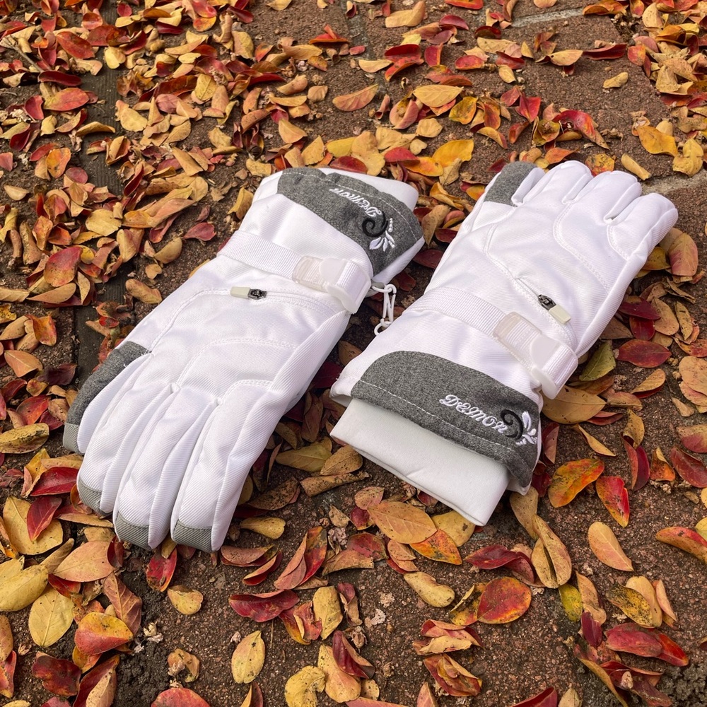 Demon Snow Gloves White & Gray Size Medium
